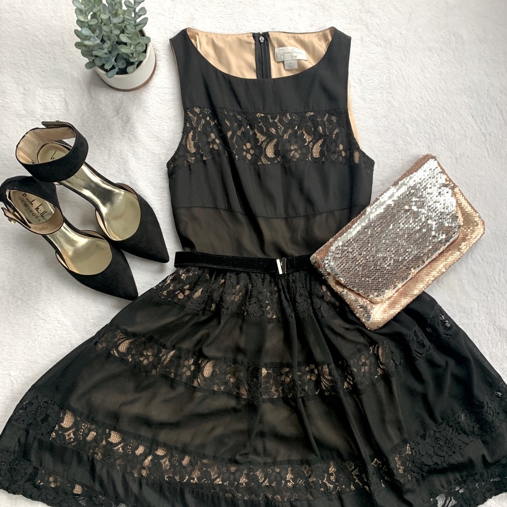 Jessica Simpson black lace dress Sz 6